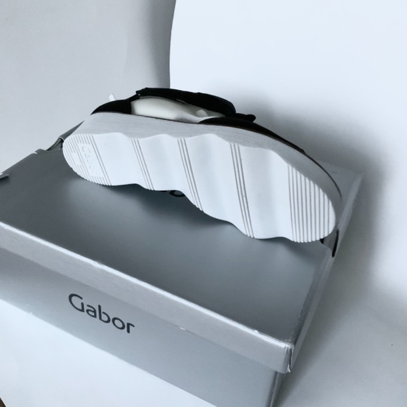 Gabor Samtchevreau Black T-Strap Wedge Flat Sandal - Picture 9 of 11